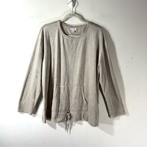 J.JILL Pure Jill Light Gray Velour Top Drawstring